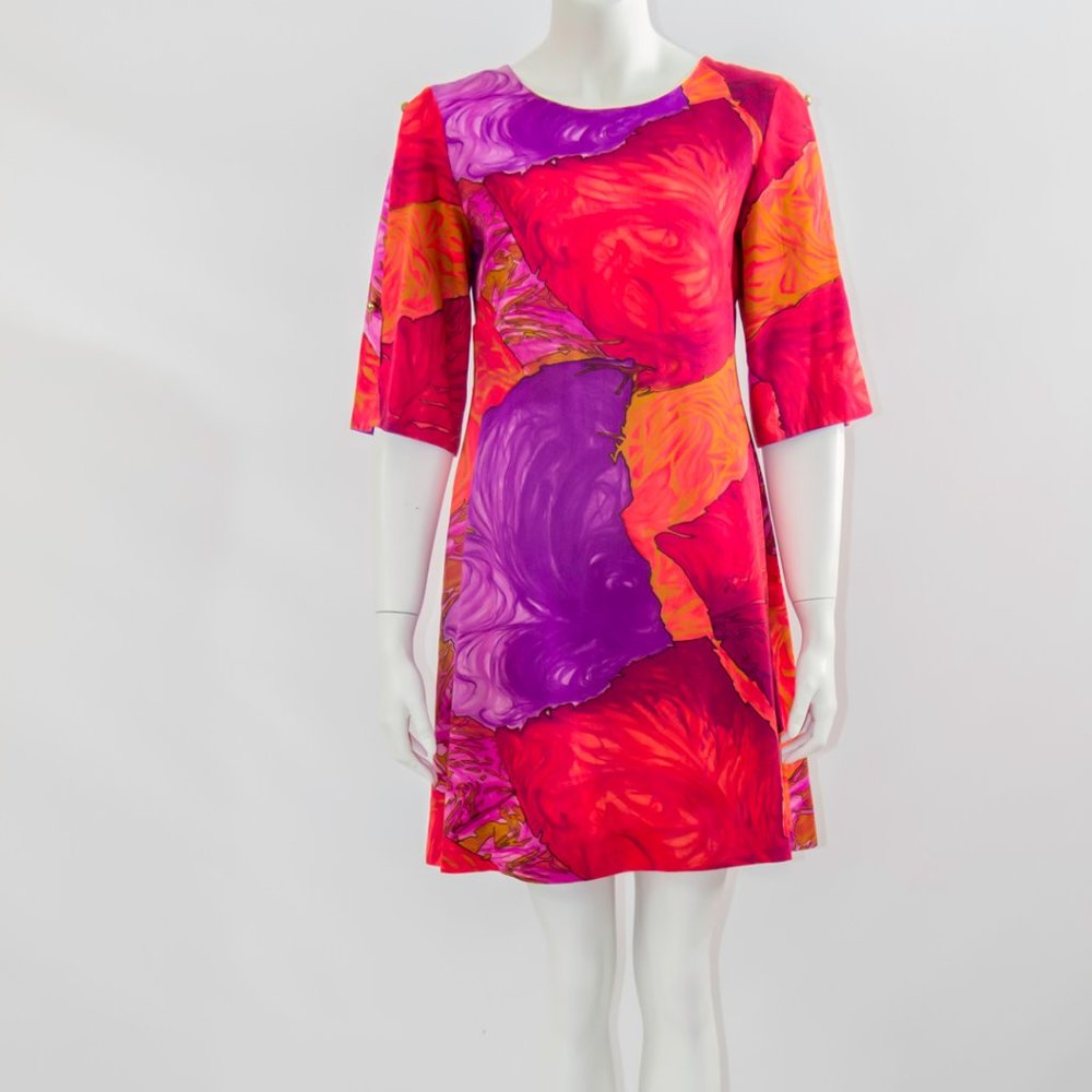 Vintage Made in Hawaii Colorful  Dress Abstract Art Small